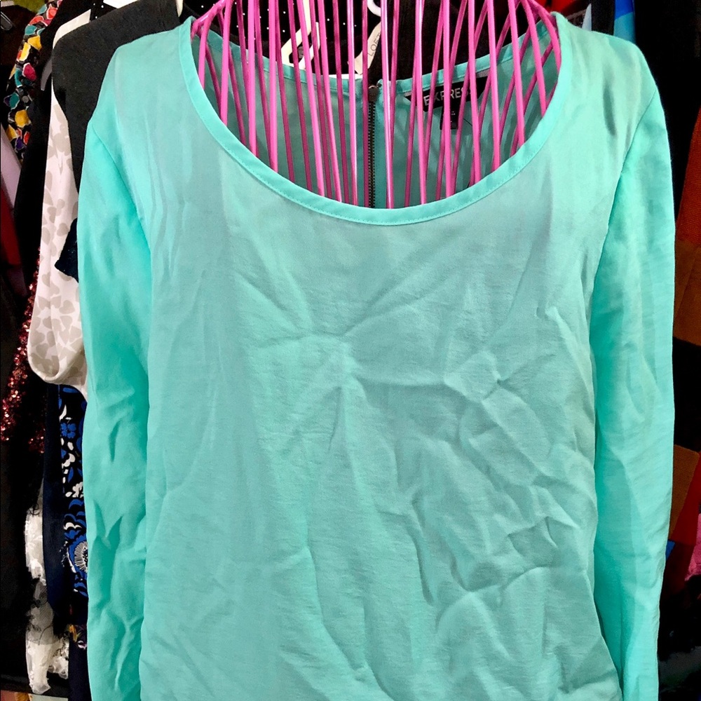 NWT Express seafoam mint long sleeve top blouse M